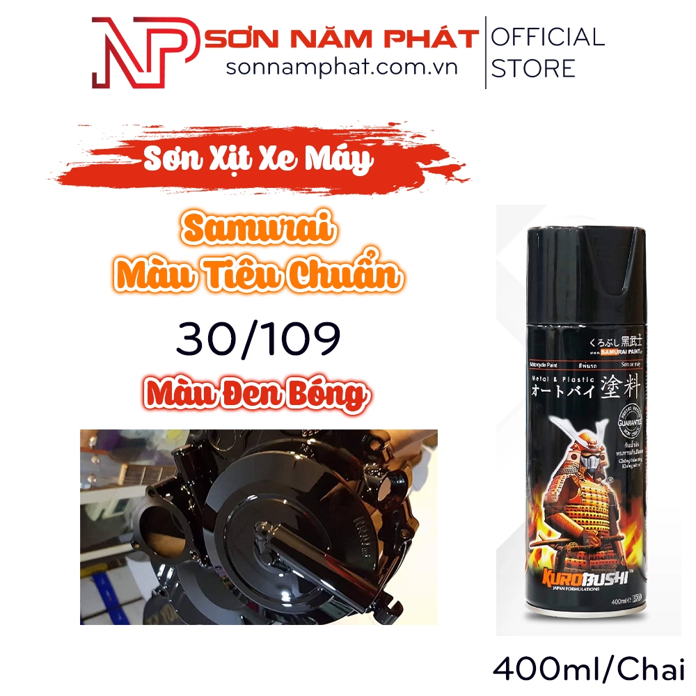Sơn Xịt Samurai Màu Tiêu Chuẩn 30/109 Màu Đen Bóng