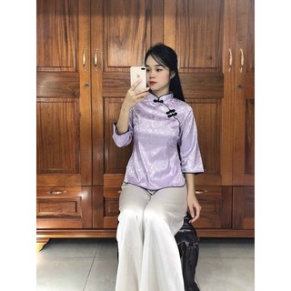 SET ĐỒ LAM ĐI CHÙA # MẪU SẨM GẤM - ÁO LẺ DÀNH CHO NỮ