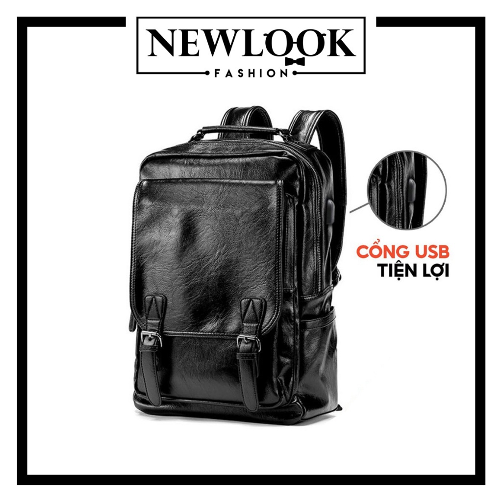 ★ BALO DA TRƠN NẮP DÀI UNISEX NAM NỮ THỜI TRANG DU LỊCH CÓ CỔNG USB TIỆN LỢI SẠC PIN CHỤP HÌNH