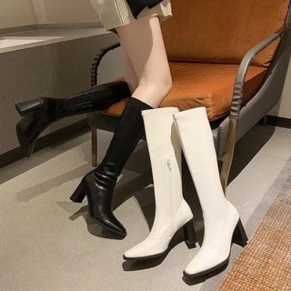 Bốt nữ LeMonn Boots cao cổ đùi da mềm khóa giữa độc lạ cá tính