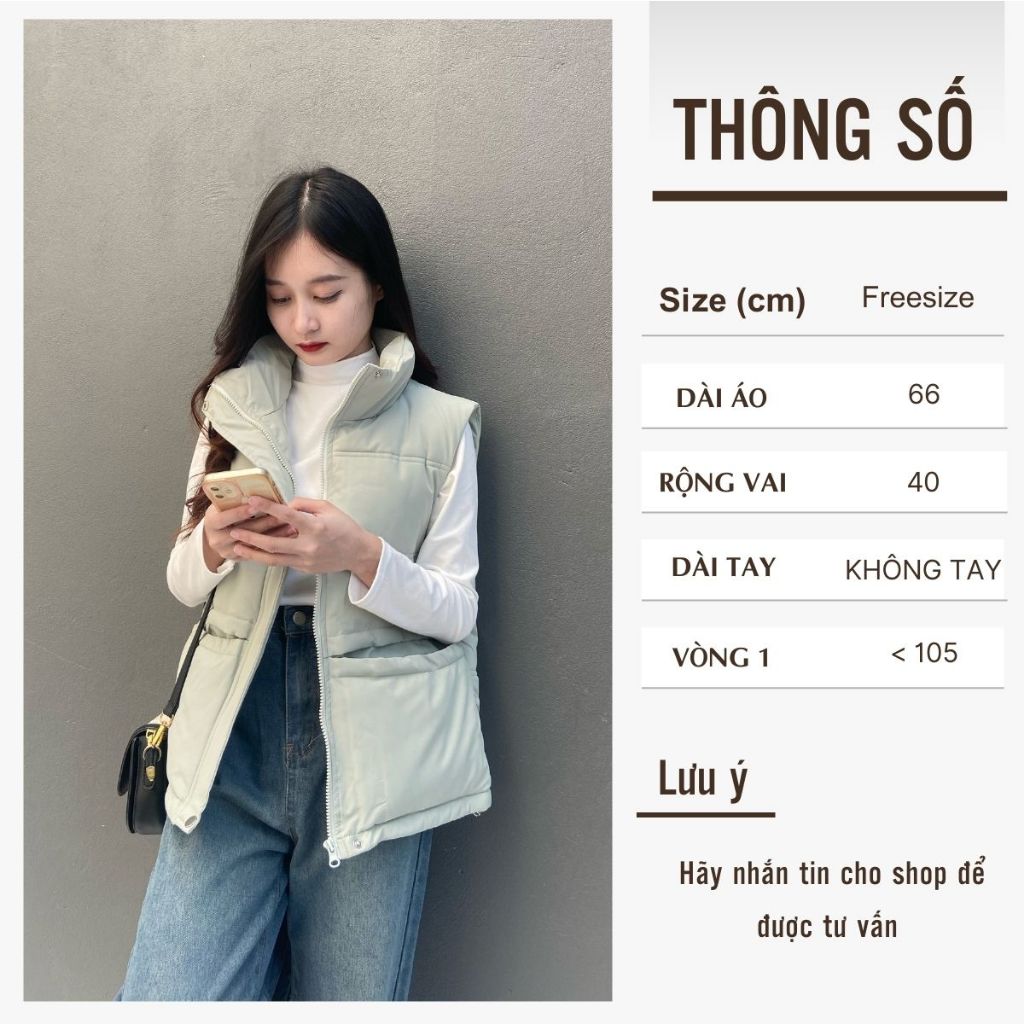 Áo Khoác Gile Nữ MIN19 Áo Phao Ba Lỗ Hàn Quốc Siêu Nhẹ Dáng Ngắn Croptop Vải Kaki Lót Bông Màu Trắng Đen Nâu Thời Trang