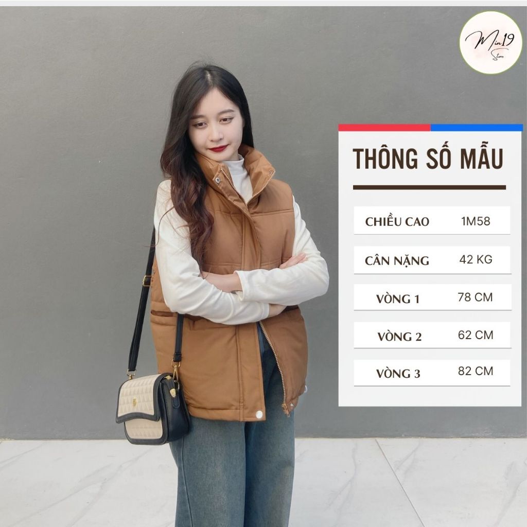 Áo Khoác Gile Nữ MIN19 Áo Phao Ba Lỗ Hàn Quốc Siêu Nhẹ Dáng Ngắn Croptop Vải Kaki Lót Bông Màu Trắng Đen Nâu Thời Trang