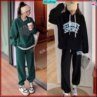Bộ mặc nhà thu đông Bigsize nữ STU8SY 🔥Hot🔥Bộ Nỉ Sweater thu đông Dài Tay Phối Quần Jogeer fom 40-70kg - g5.shop