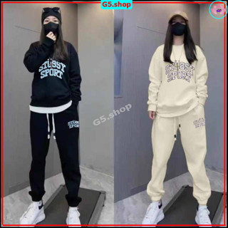 Bộ nỉ sweater dài tay quần jogger mặc nhà thu đông in chữ STU8SY Nguyên Set Đồ Thể Thao Nam Nữ Unisex - g5.shop