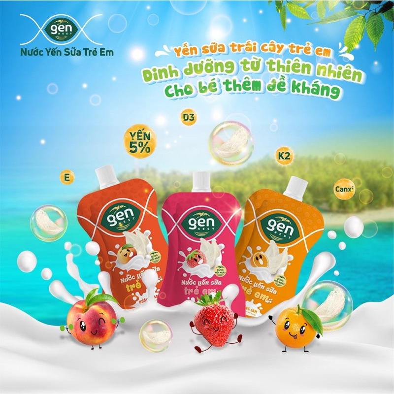 Combo 6 túi Nước Yến Sữa Trái Cây Cho Trẻ Em Gennest