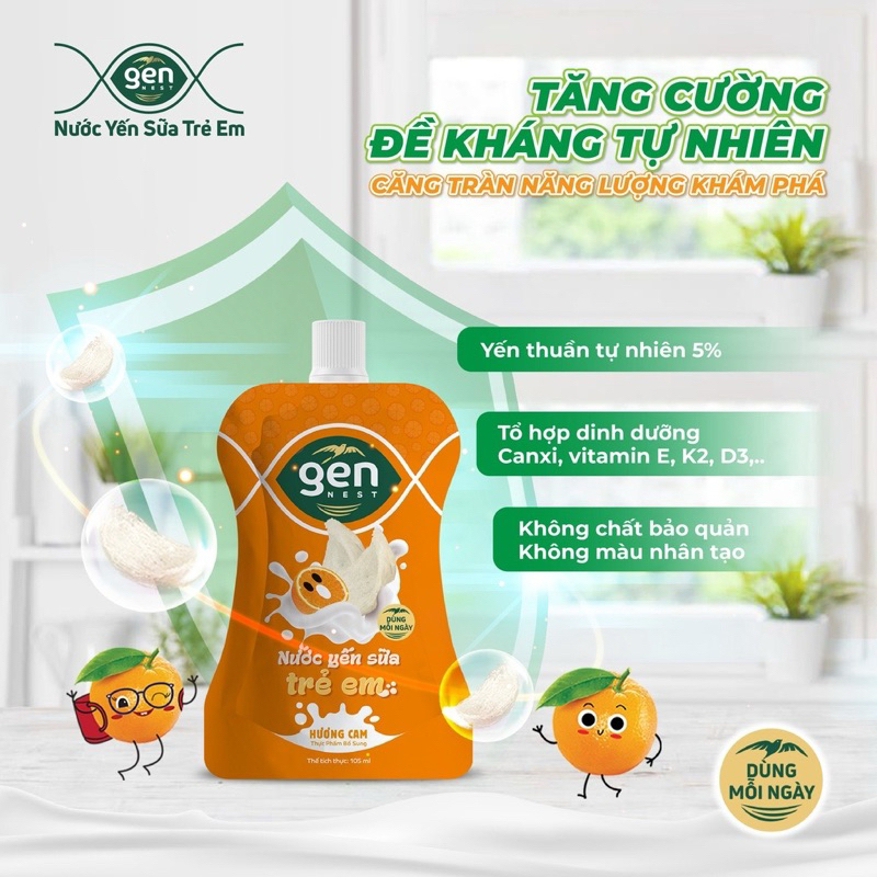 Combo 6 túi Nước Yến Sữa Trái Cây Cho Trẻ Em Gennest