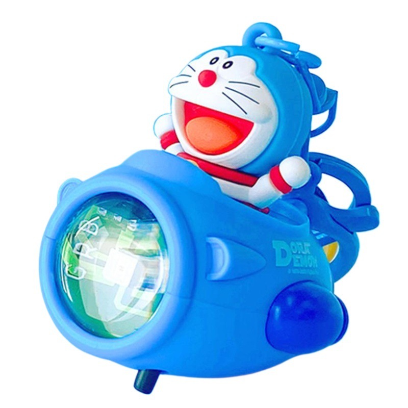 Móc khoá Doraemon phi thuyền có đèn pin chiếu sáng đổi màu