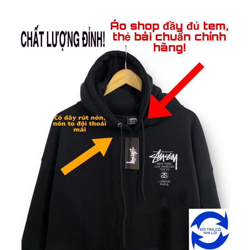 Áo Hoodie STUSSY world tour cao cấp cá tính, áo nỉ mùa đông full tag