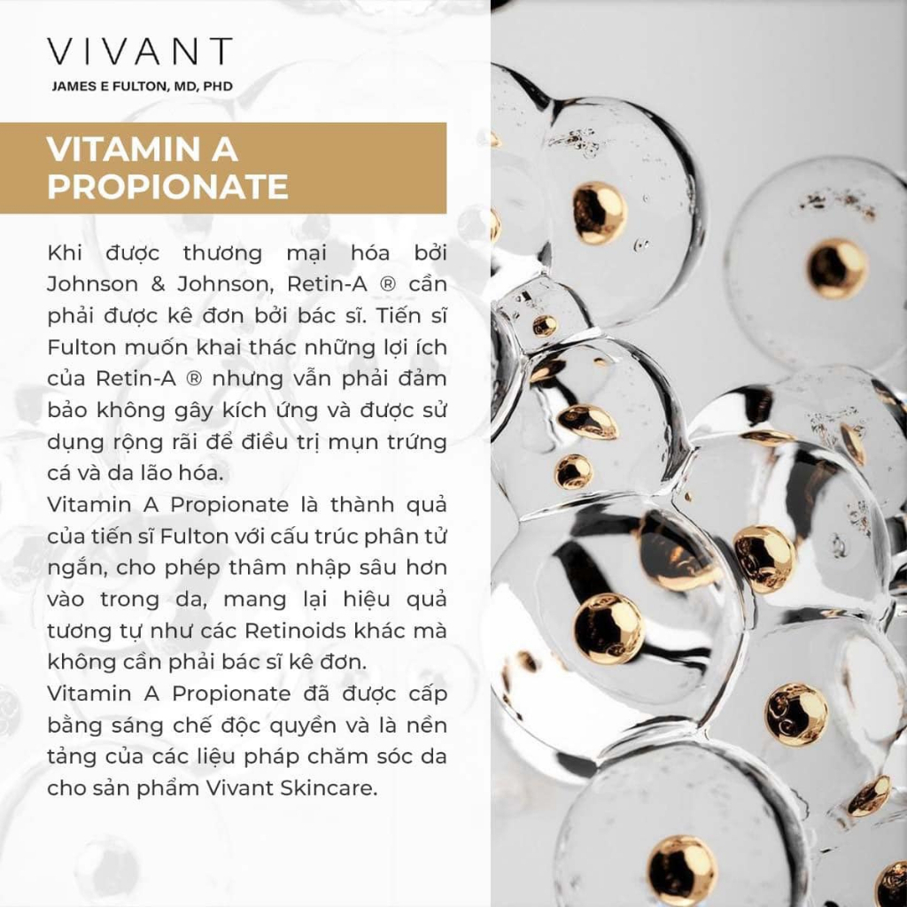 Serum Vivant Skincare Exfol-A, Exfol-A Forte giảm nhăn, giảm sẹo mụn, trẻ hóa da 5ml, 10ml