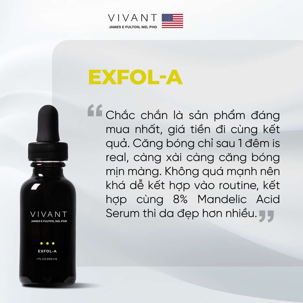 Serum Vivant Skincare Exfol-A, Exfol-A Forte giảm nhăn, giảm sẹo mụn, trẻ hóa da 5ml, 10ml