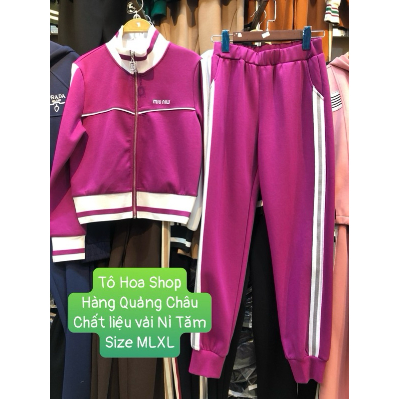 Bộ ngủ nữ.sét thể thao kéo khoá.đồ mặc nhà thu đông chất vải gió mềm.hàng quảng châu cao cấp,tohoa_shop.Size MLXL