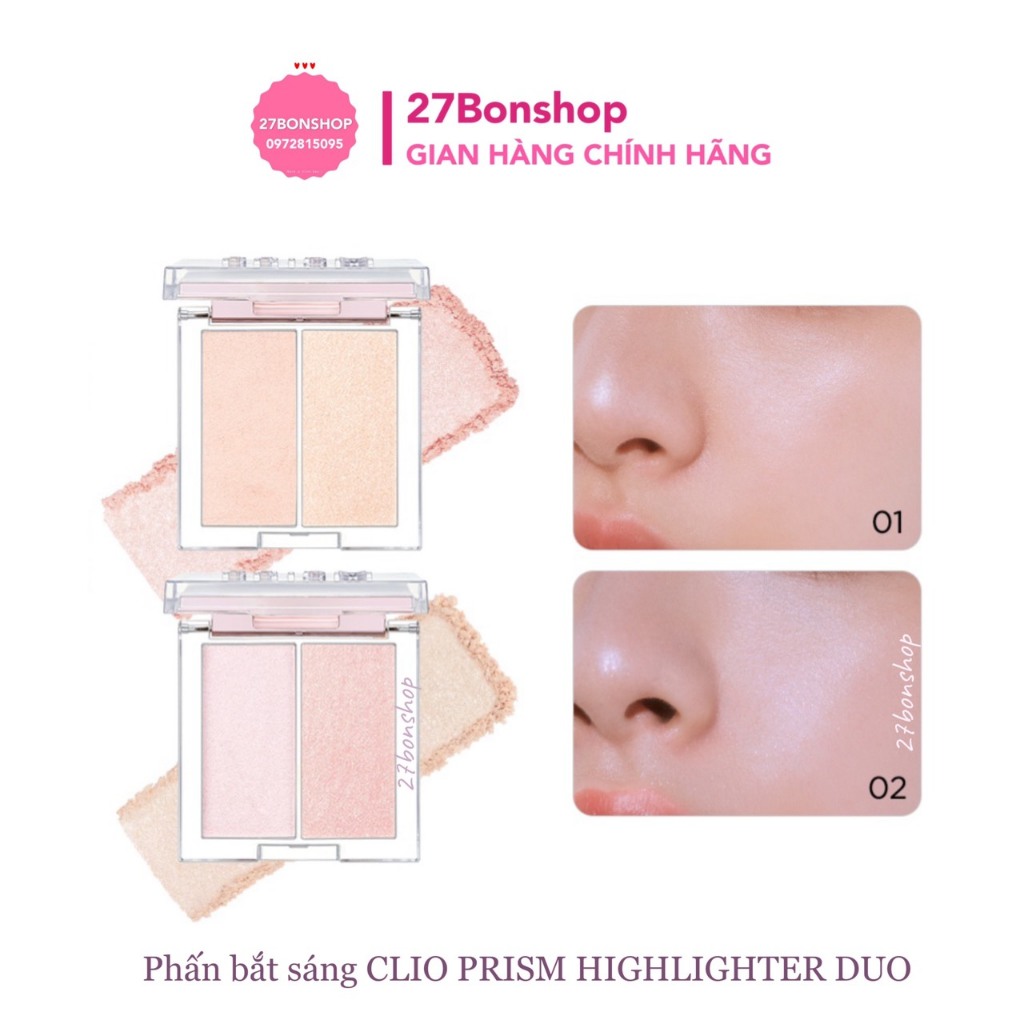 PHẤN BẮT SÁNG CLIO PRISM HIGHLIGHTER DUO 01-02