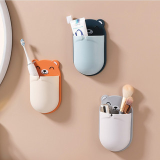 Kệ Dán Tường Để Remote, Đồ Dùng (Hình Gấu) / Giá Đỡ Sạc Điện Thoại - Có Móc Treo Giữ Dây Điện