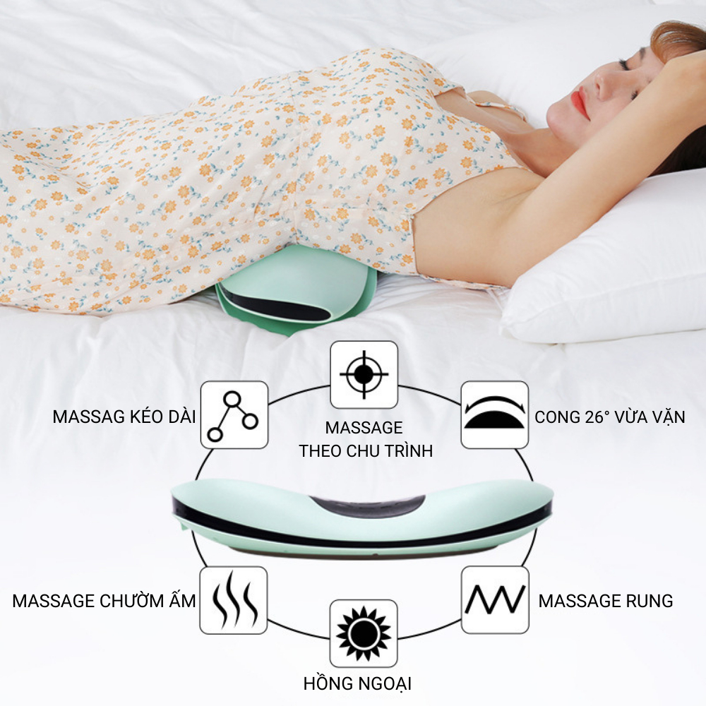 Máy massage lưng thông minh, massage rung kết hợp với xung điện EMS thư giãn vùng lưng và eo chính hãng Thiên Phúc Tâm
