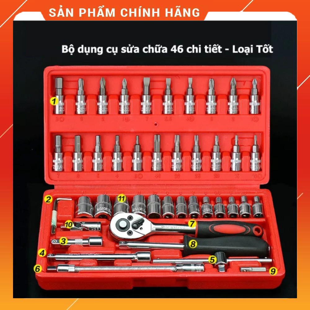 ( HÀNG LOẠI 1 )Bộ dụng cụ mở bu lông ốc vít bộ dụng cụ sửa chữa ô tô xe máy bộ dụng cụ đa năng 46 chi tiết loại 1