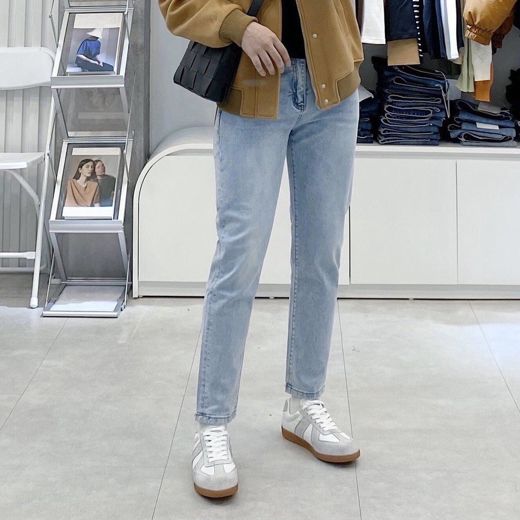 Quần jean nam MH MEN STORE,Quần jean nam màu xanh nhạt rách nhẹ vải co giãn 4 chiều