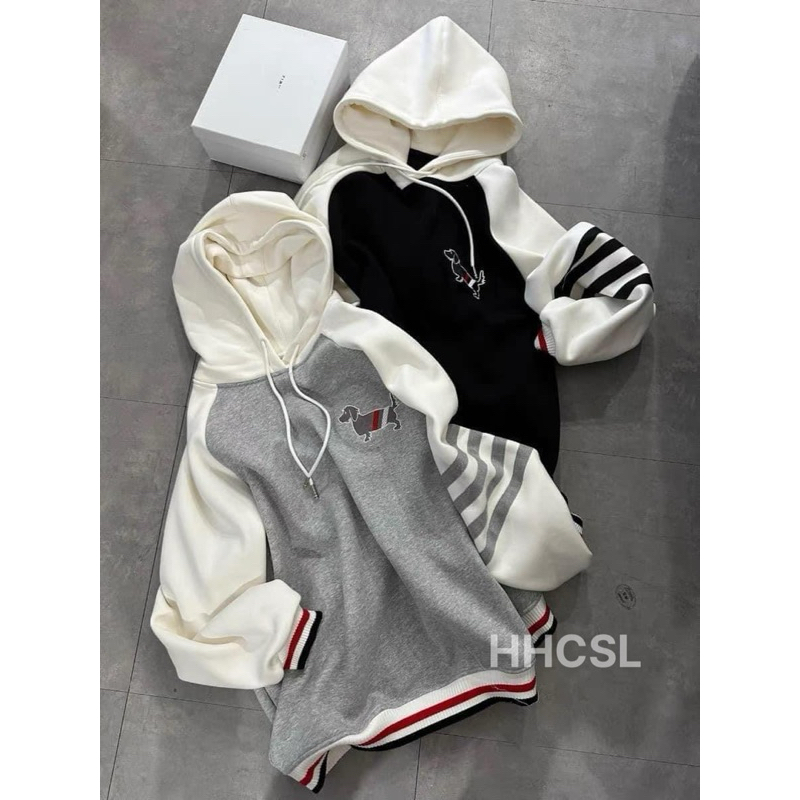 Áo Hoodie Nỉ Thêu Cún Phối Màu Ảnh thật