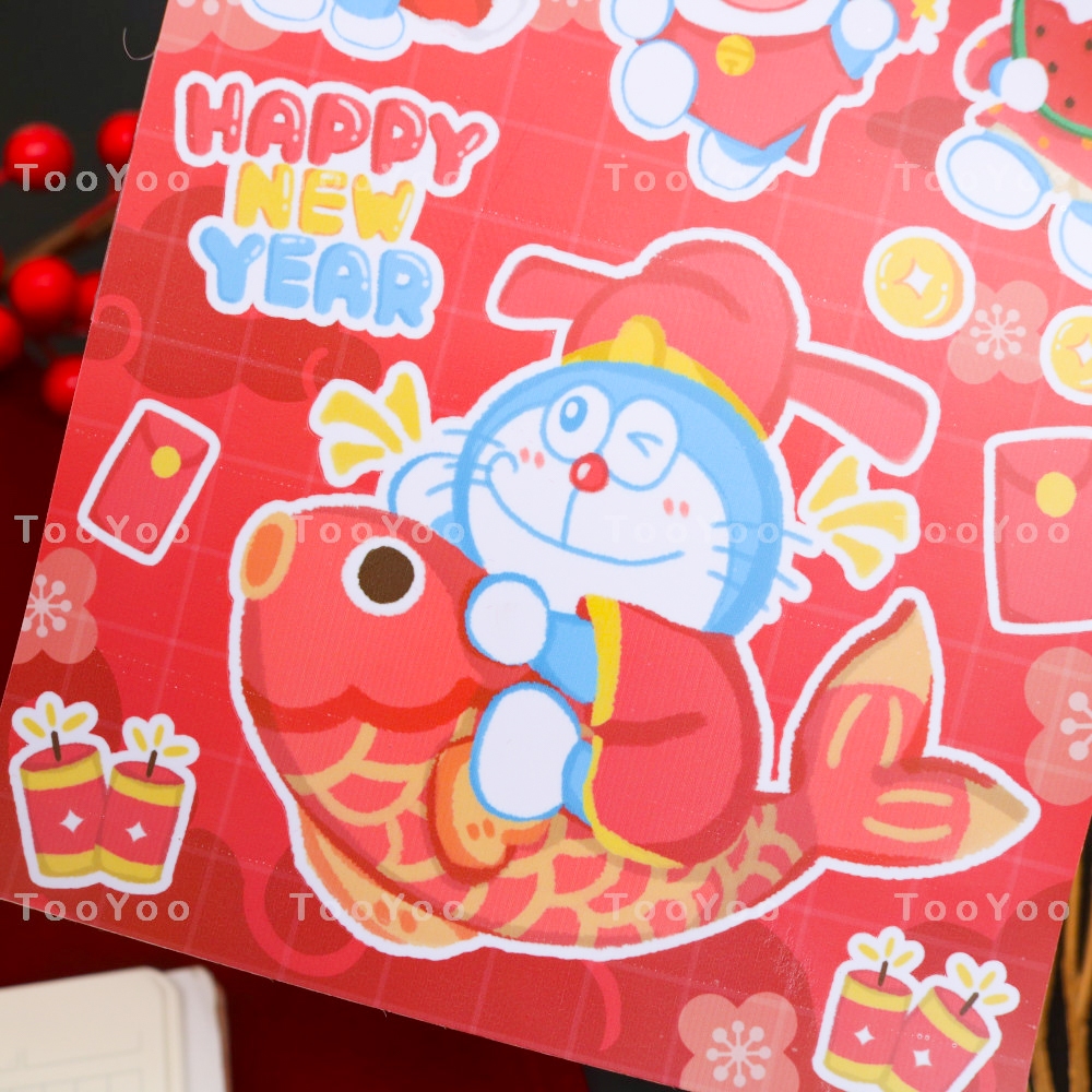Tấm sticker Doraemon chủ đề TẾT dễ thương cute TooYoo BK00591