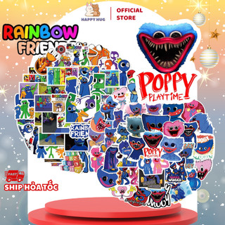 Bộ Sticker Rainbow Friends, Poppy Playtime, Huggy Wuggy miếng dán trang trí hoạt hình dễ thương - Happy Hug