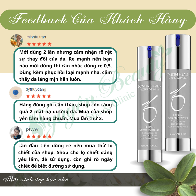 Kem ngăn ngừa lão hóa, dưỡng trắng và tái tạo da 0.5%, 1.0% Retinol Skin Brightener Zo Skin Health