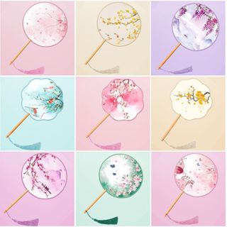 Quạt tròn cổ trang phong cách Trung Hoa cầm tay dùng để chụp ảnh, cosplay áo dài ngày Tết xinh xắn