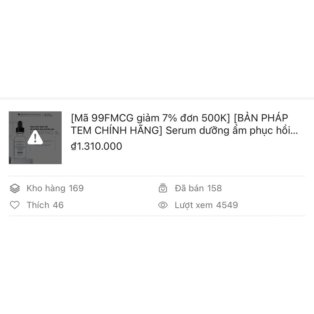 Serum Hydrating B5 Skinceuticals cấp ẩm phục hồi tái tạo da 30ml