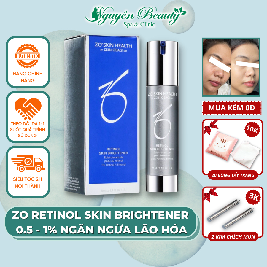 Kem ngăn ngừa lão hóa, dưỡng trắng và tái tạo da 0.5%, 1.0% Retinol Skin Brightener Zo Skin Health