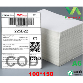 Giấy In Nhiệt Khổ A6 A7 Bóc Dán 100x150 Chống Nước Size 100*150 tệp giấy in đơn hàng xấp giấy in đơn hàng tem mã vạch