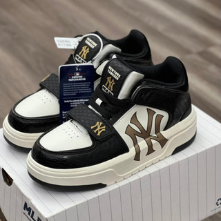 Giày thể thao sneaker mlb quai dán đen ny nâu, giày mlb ny nâu quai dán bản đen full, mlb liner dán đen nâu