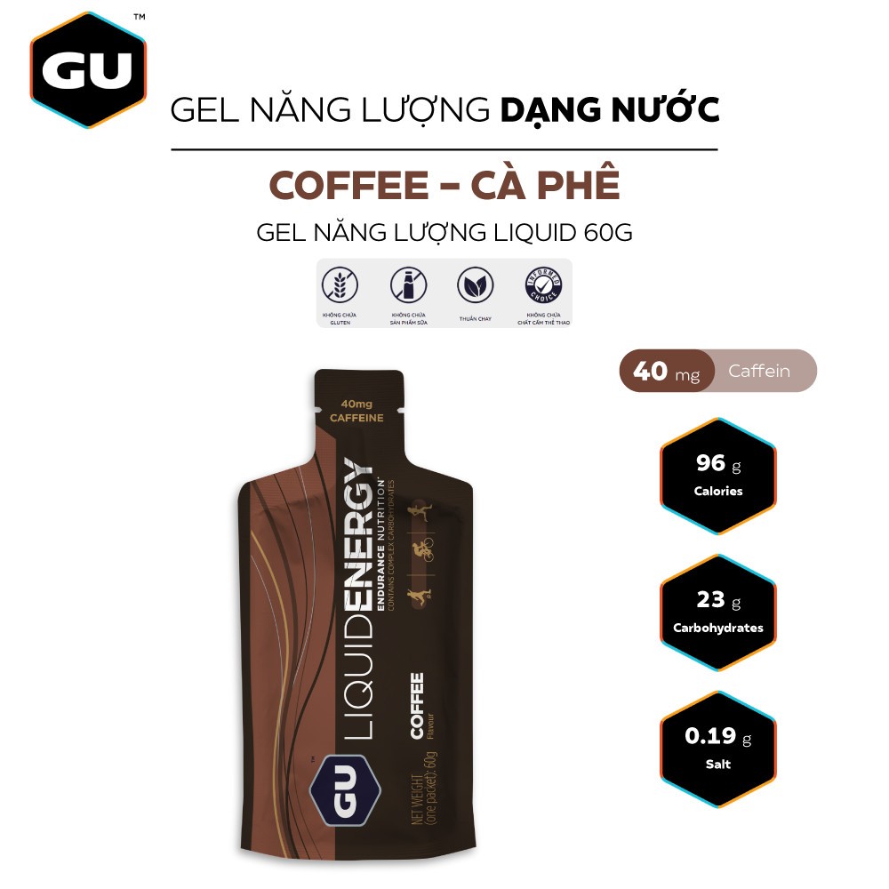 Gel Năng Lượng Dạng Nước Cho Sự Bền Bỉ GU Liquid Energy 60g Chạy Bộ, Trail, Thể Thao, Marathon