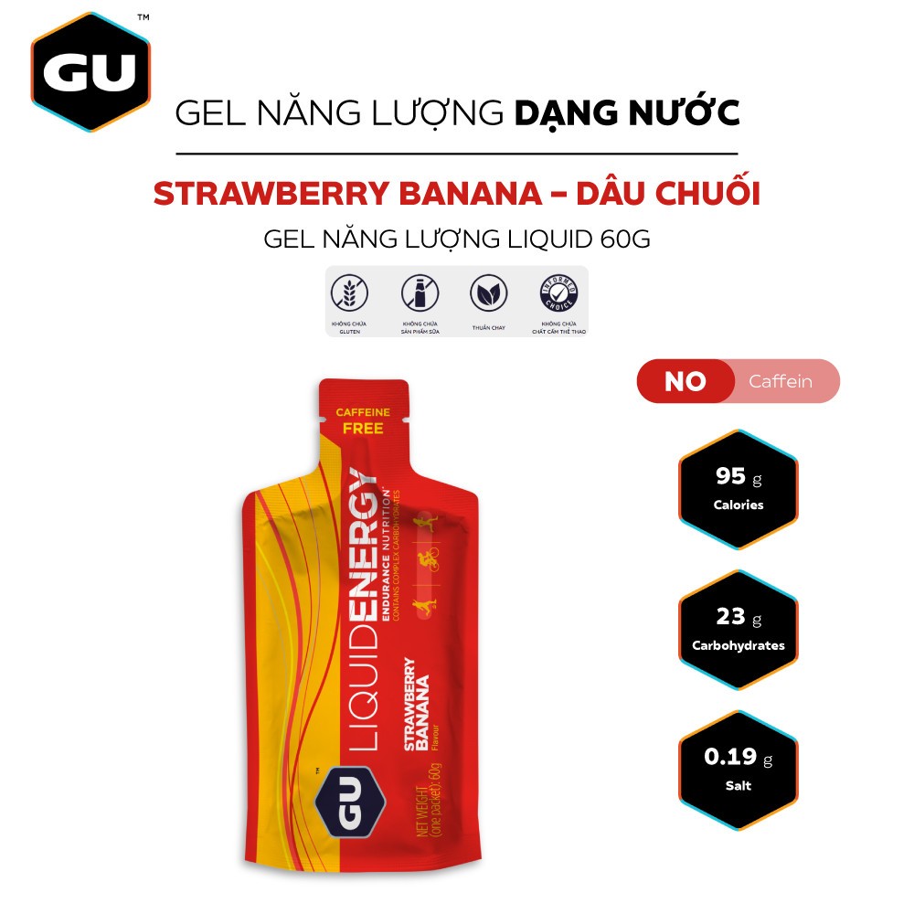 Gel Năng Lượng Dạng Nước Cho Sự Bền Bỉ GU Liquid Energy 60g Chạy Bộ, Trail, Thể Thao, Marathon