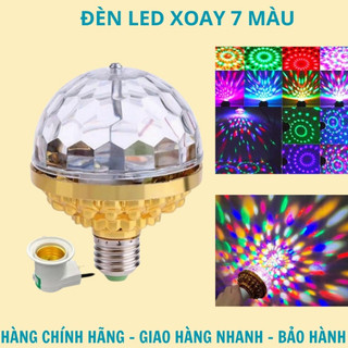 Đèn led nháy chớp 7 màu 5 chế độ tự xoay đui tròn cao cấp - đèn led vũ trường xoay giadunghq