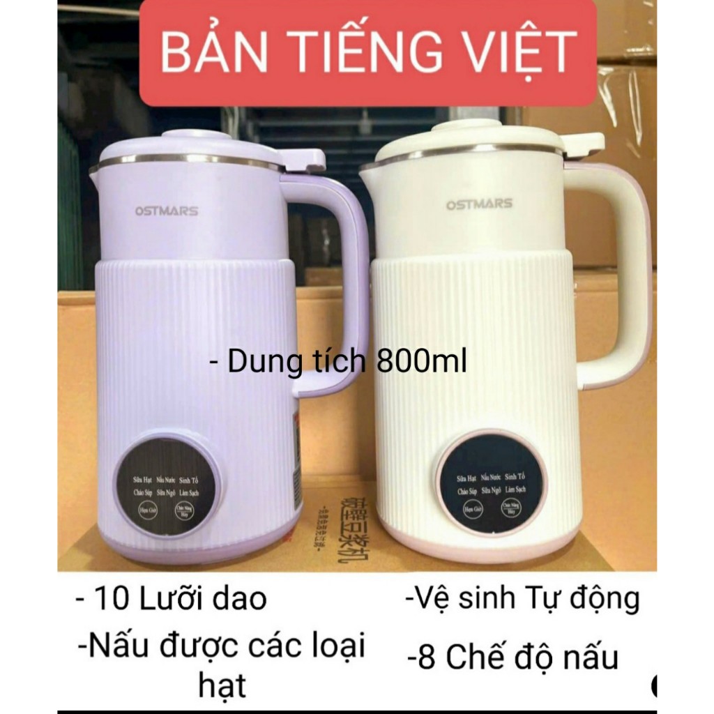 Bản Tiếng Việt - Máy Làm Sữa Hạt Ostma.st 800ml , Máy Nấu Sữa Hạt