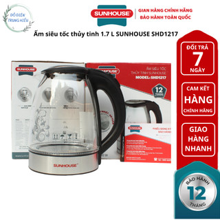 Ấm siêu tốc thủy tinh sunhouse shd1217 dung tích 1.7l - bảo hành chính hãng 12 tháng