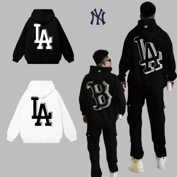 Áo hoodie MLB mũ trùm 2 lớp chất nỉ bông cao cấp form rộng unisex nam nữ chất dày dặn cao cấp hàng chính hãng