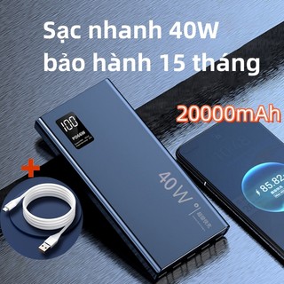 Pin sạc dự phòng 20000mah sạc nhanh 40W màn hình LED Nhiều giao diện