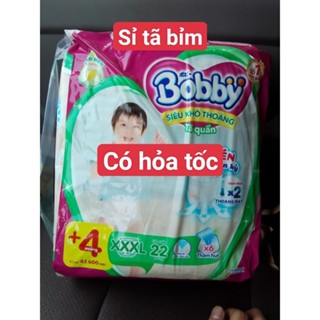 (Tặng 4 hoặc 2  miếng) Tã/bỉm quần bobby XXXL 22 miếng gạo non lõi nén thần kỳ từ 25-35kg