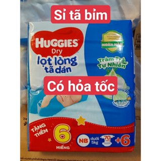 Tặng 6 miếng Tã dán sơ sinh huggies NB70+6 S54+6 trà tràm tự nhiên ngừa hâm