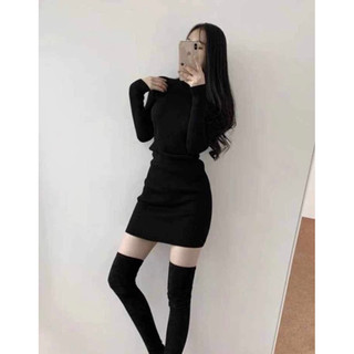 VÁY LEN BODY CỔ CAO CO DÃN TỐT