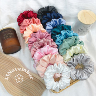 [SIÊU TO] Scrunchies Cột Tóc Vải Lụa Satin, Phi Bóng Phong Cách Hàn Quốc Hiện Đại Dễ Thương Trơn Ánh