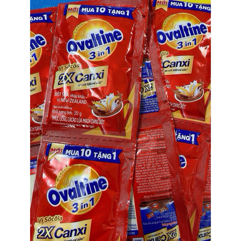 1 dây 10 gói Bột  Cacao Lúa Mạch Ovaltine - dây 22g  Date 5/2025
