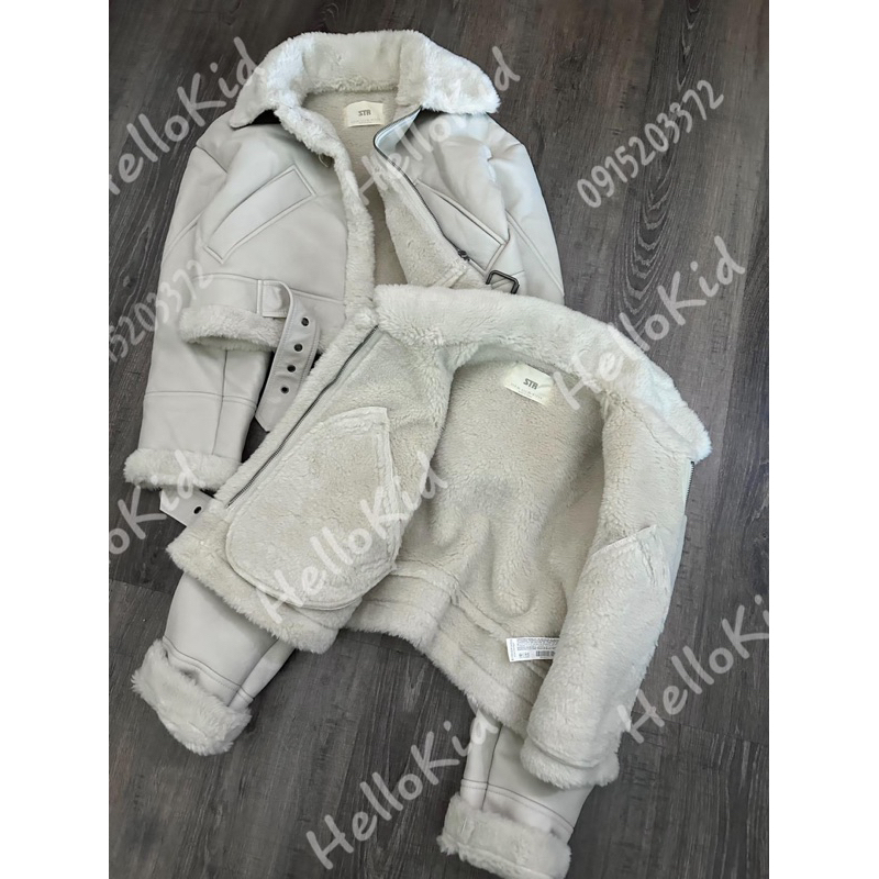 Áo khoác da lót lông cừu STR nữ