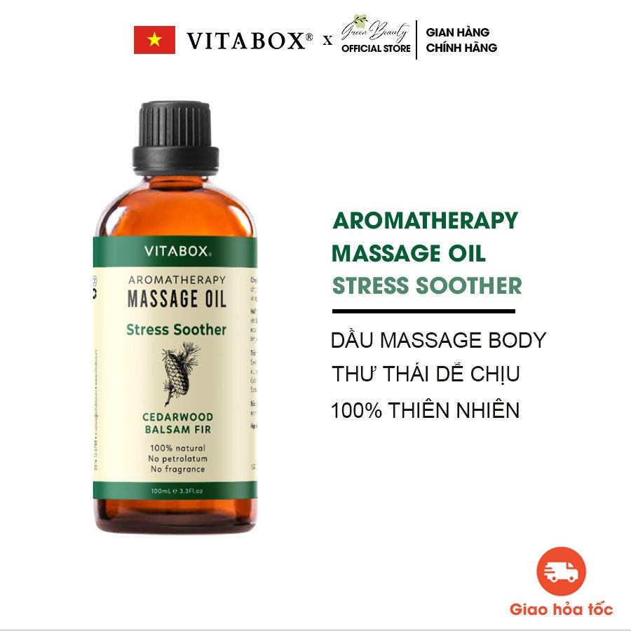 Dầu Massage Body Thư Giãn Giảm Căng Thẳng Từ Dầu Nền Và Tinh Dầu Thiên Nhiên VITABOX Stress Soother Aromatherapy Oil