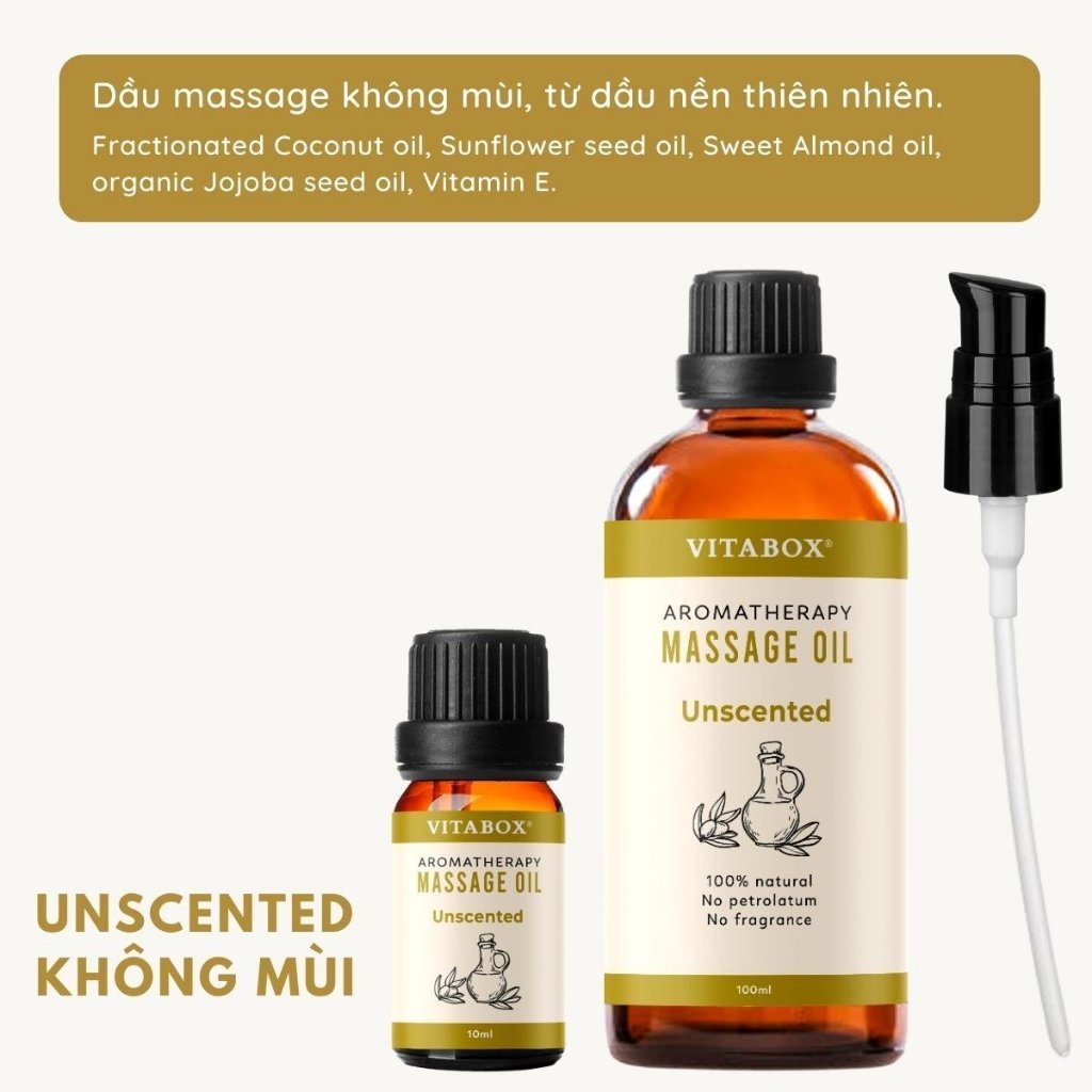 Dầu Massage Body Mát Xa Thư Giãn Cổ Vai Gáy Từ Dầu Nền Và Tinh Dầu Thiên Nhiên VITABOX Aromatherapy Oil