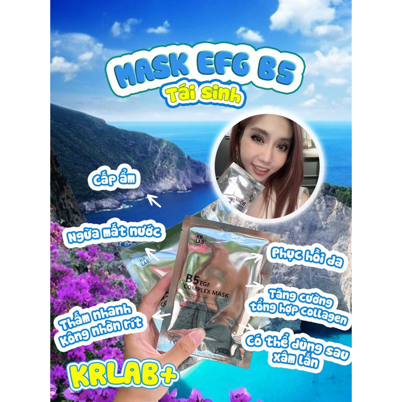 Mặt nạ Mask B5 kr.lab B5 niacinamide EGF complex mask giúp cấp ẩm dưỡng trắng phục hồi da