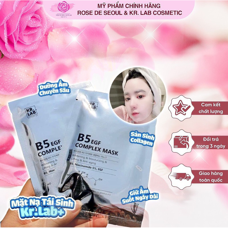 Mặt nạ Mask B5 kr.lab B5 niacinamide EGF complex mask giúp cấp ẩm dưỡng trắng phục hồi da