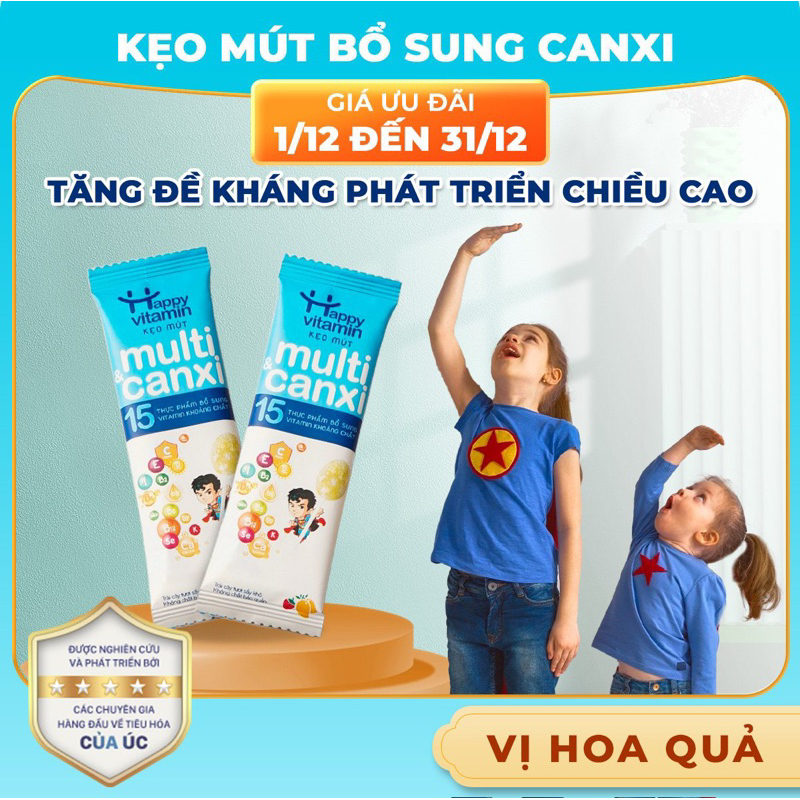 Kẹo mút bổ sung Canxi cho bé Happy Vitamin