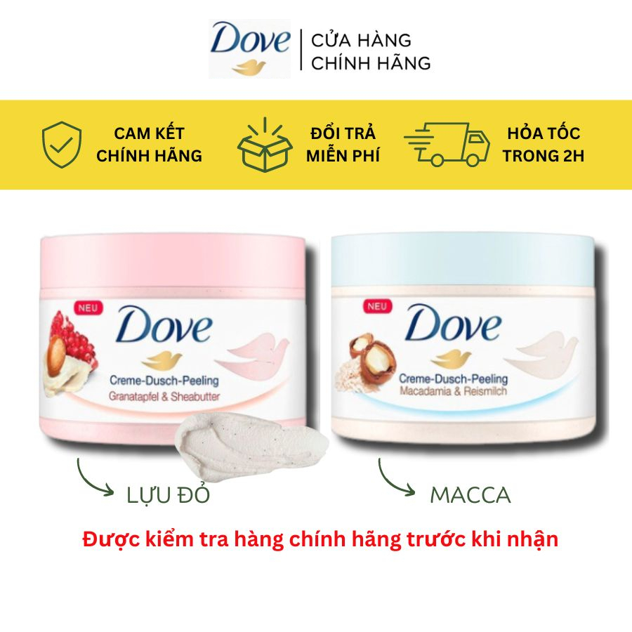 Kem Tẩy Tế Bào Chết Body Dove Chăm Da Sáng Mịn, Giữ Ẩm, Dưỡng Trắng 225ML Bản Đức x78 CT96 NUTY COSMETICS