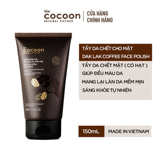 Cà phê đắk lắk làm sạch da chết mặt cocoon 150ml nuty cosmetics