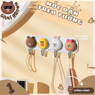 Bộ móc dán treo tường chịu lực hình gấu dễ thương